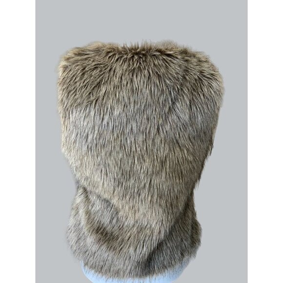 RUE 21 LADIES SLEEVELESS STYLISH BROWN HOOK CLAW CLOSE LINED FAUX FUR VEST EUC M - Picture 5 of 11